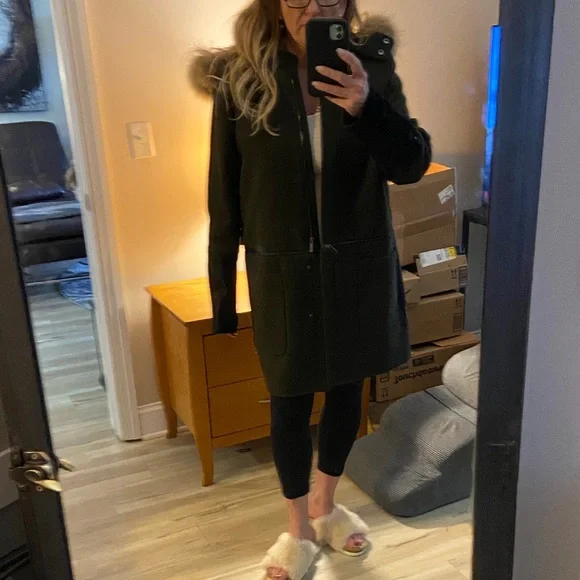 Zac Posen Genuine Raccon/ Baby Calf Fur Wool Convertible Coat US 14 / XL - Picture 14 of 16